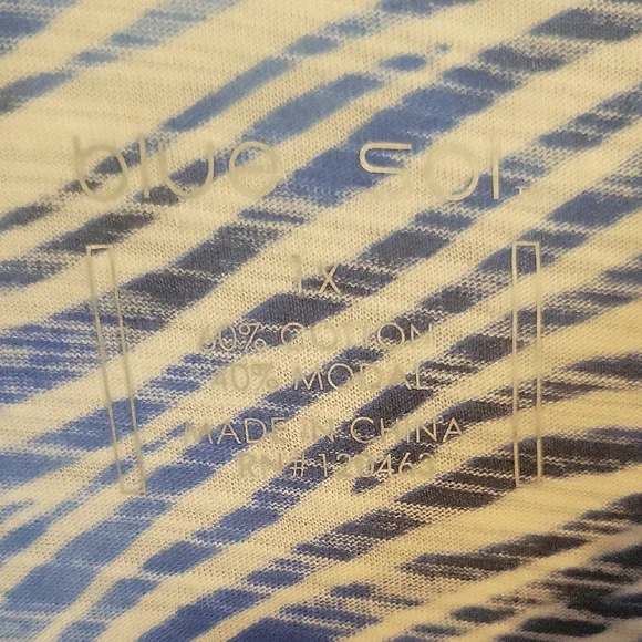 blue sol Sz1X Vibrant Blue Zebra Print Long Sleeve Scoop neck relaxed fit Top - Picture 2 of 3